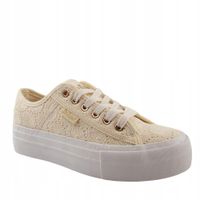 Trampki damskie koronkowe na grubej podeszwie Lee Cooper 3440 beżowe r.37