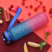 Butelka Bidon ze słomką na wodę motywacyjny 600 ml Niebiesko-różowy