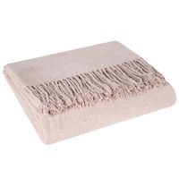 Koc Akryl 4 130X170 cm różowy gładka z ozdobnymi frędzlami