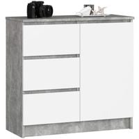 Mała komoda z szufladami, NOVO, 80x35x77 cm, beton, biały, mat | TYLETEGOTU