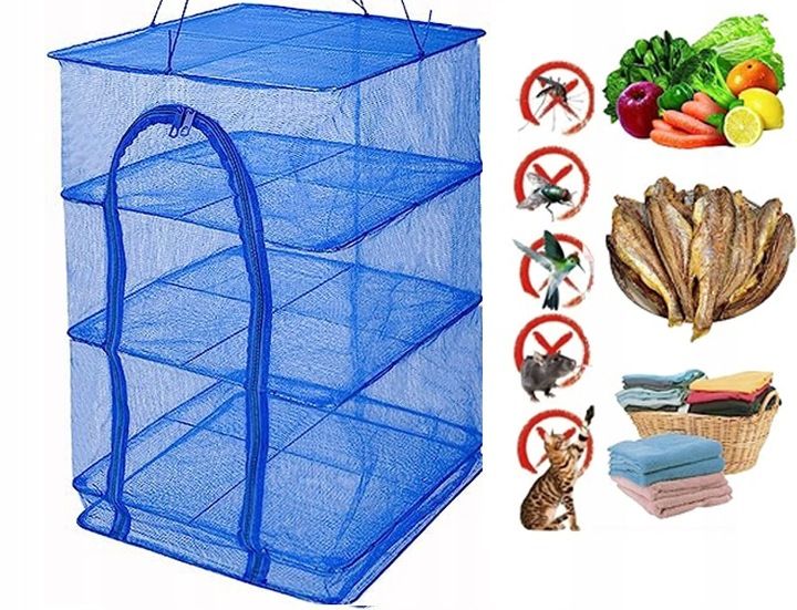 4 warstwowa Składana Siatka Nylonowa do Suszenia Ziol Grzybow Ryb Owoce zdjęcie 1