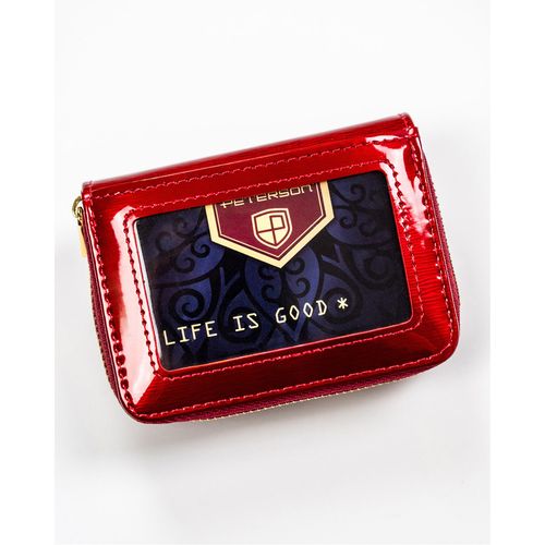 kompaktowy, czerwony portfel damski zamykany na zatrzask i suwak - peterson na Arena.pl