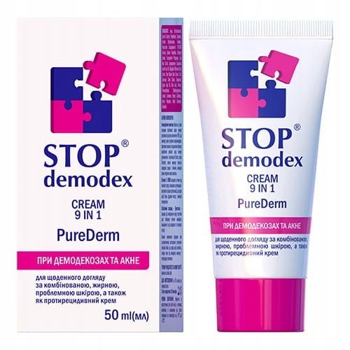 KREM DO TWARZY 9w1 Pure Derm STOP DEMODEX Demodekoza Nużyca Trądzik zdjęcie 1