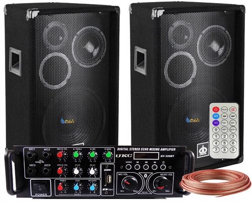 KOLUMNY ESTRADOWE 600W WZMACNIACZ BLUETOOTH USB SD PILOT NAGŁOŚNIENIE na Arena.pl