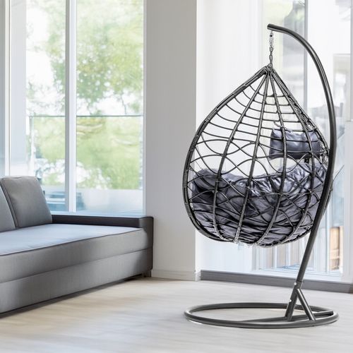 Kosz KOKON Fotel Wiszący Ogrodowy HUŚTAWKA Jakosc PREMIUM GRUBY XXL CZARNY na Arena.pl