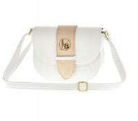 Laura Biaggi - modna mała torebka listonoszka biały + złoty mat klapka P328