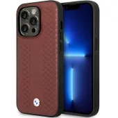 Etui BMW Leather Diamond Pattern na iPhone 14 Pro Max - burgundowe
