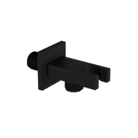 Przyłącze kątowe z uchwytem na słuchawkę prysznicową, czarny mat