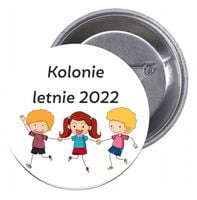 Przypinki buttony KOLONIE LETNIE 2022 z grafiką