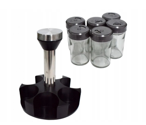 Organizer na przyprawy obrotowy pojemniki szklane 6 sztuk przyprawnik sól na Arena.pl