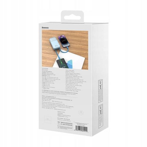 BASEUS POWERBANK 10000MAH 22.5W USB-A USB-C LIGHTNING DO TELEFONU KABEL na Arena.pl