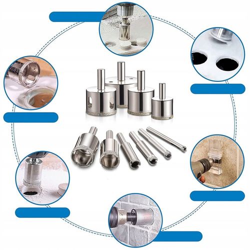 WIERTŁO OTWORNICE DIAMENTOWE DO GRESU PŁYTEK SZKŁA PROFIL 6-68MM KORONKI na Arena.pl