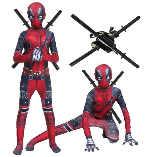 STRÓJ PRZEBRANIE KOSTIUM DEADPOOL + 2MIECZE 134/140 na Arena.pl