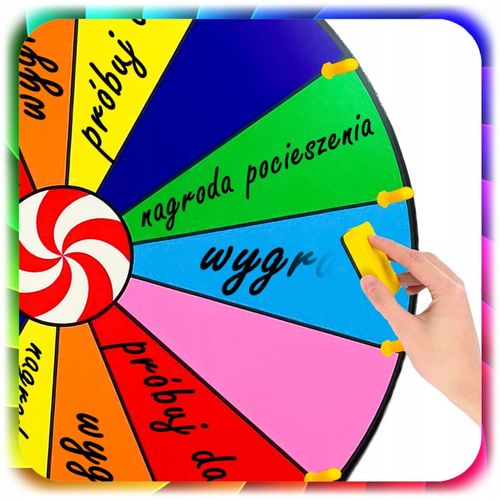 KOŁO FORTUNY SUCHOŚCIERALNE GRA DLA DZIECI LOTERIA IMPREZY 50CM + na Arena.pl