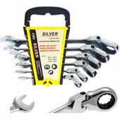 Klucze płasko-oczkowe łamane z grzechotką zestaw 6 szt. 8-19 mm Silver