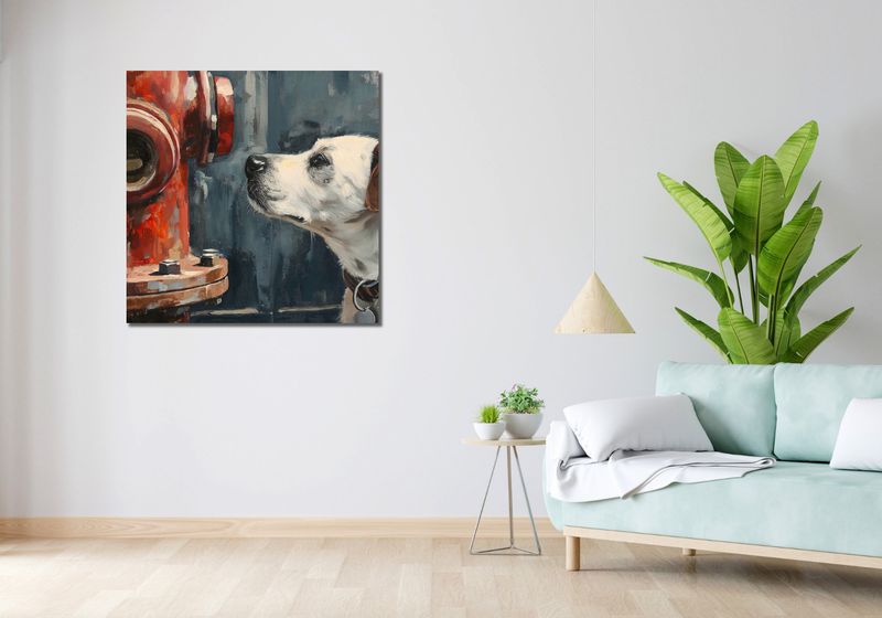 Obraz 90x90cm Kumpel przy Hydrancie zdjęcie 2