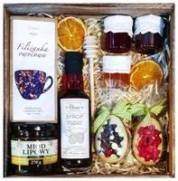 KOSZ ZESTAW PREZENTOWY PREZENT UPOMINEK HERBATA MIÓD PISANKI NA WIELKANOC