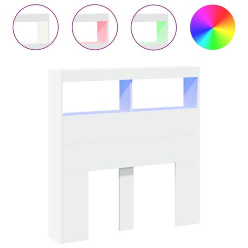 Zagłówek z półkami i oświetleniem LED, biały, 100x17x102 cm na Arena.pl