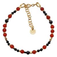 Bransoletka - Onyks czerwony, Turmalin, Hematyt i srebro złocone