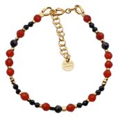 Bransoletka - Onyks czerwony, Turmalin, Hematyt i srebro złocone