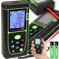 DALMIERZ LASEROWY MIERNIK ODLEGŁOŚCI CYFROWY 60M POZIOMICA WODOODPORNY LCD