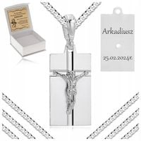 SREBRNY ŁAŃCUSZEK NASZYJNIK MEDALIK KOMUNIJNY DLA CHŁOPCA PR 925 + GRATISY