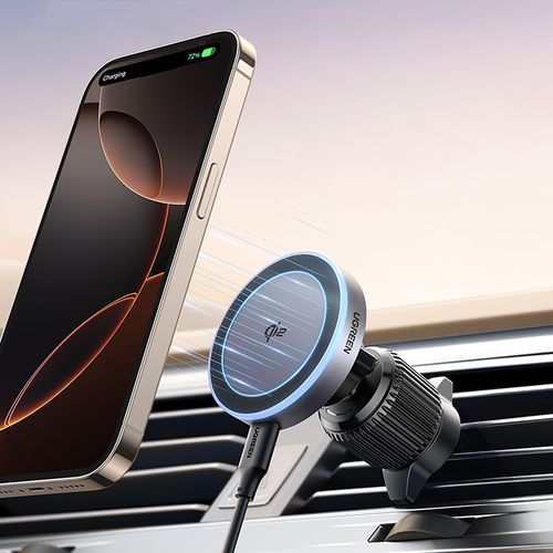 Uchwyt samochodowy z ładowarką bezprzewodową na kratkę MagSafe Qi2 - czarny na Arena.pl