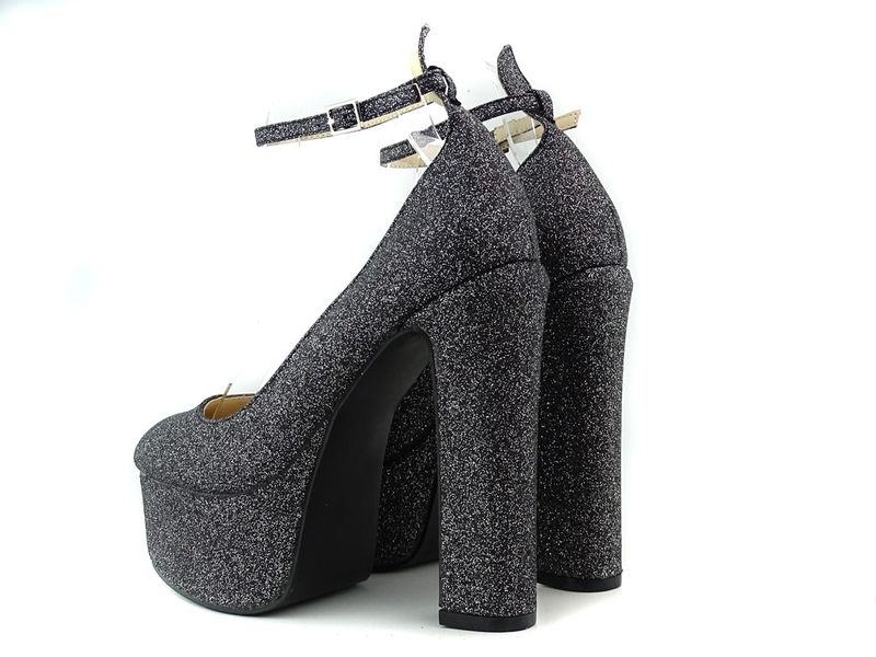 Czarne brokatowe półbuty na platformie 40 zdjęcie 4