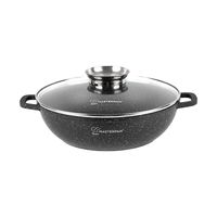 Wok Aluminiowy 28 cm z Powłoką Marmurową i Szklaną Pokrywą 3,3 l Masterpan