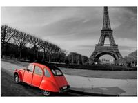60X40CM CZERWONE AUTO WIEŻY EIFFLA OBRAZ