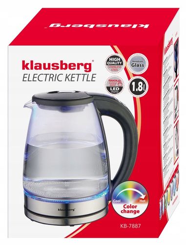 Czajnik elektryczny szklany Regulacja Temp. Klausberg KB-7887 1.8L LED LCD na Arena.pl