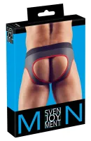 svenjoyment jockstrap z zamkiem, czarno-czerwony, rozmiar s