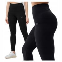 4F DAMSKIE BAWEŁNIANE LEGGINSY Z WYSOKIM STANEM WYGODNE KLASYCZNE CZARNE L