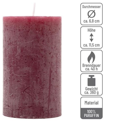Zestaw świec rustykalnych, 11,5 cm, Ø 6,8 cm, bordowy, 6 szt na Arena.pl