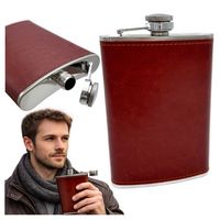 Piersiówka stalowa z ekoskóry 270 ml na prezent dla mężczyzny Dzień Dziadka