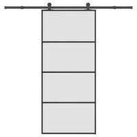 Drzwi przesuwne z osprzętem, 90x205 cm, szkło ESG i aluminium