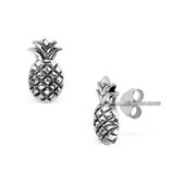 srebrne kolczyki ananas z zapięciem na sztyft