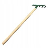 MAŁE GRABKI GRABIE DO LIŚCI TRAWY OGRODOWE 66 cm 8 ZĘBÓW TRZONEK DREWNIANY