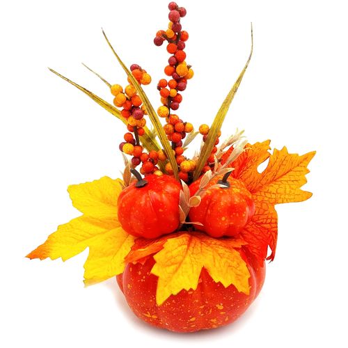 STROIK JESIENNY DYNIA Z KWIATAMI JESIENNA DEKORACJA STROIK NA STÓŁ 22 cm na Arena.pl