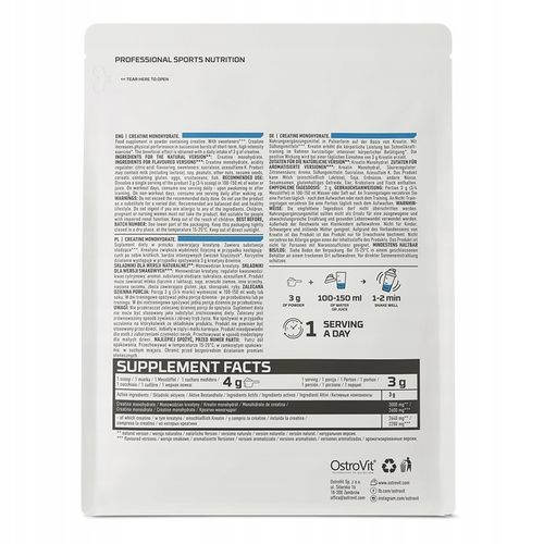 OstroVit KREATYNA MONOHYDRANT CZYSTA PREMIUM CREATINE NATURALNA 500 g na Arena.pl