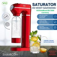 Saturator do wody gazowanej ViO SodaBoom SD-7006 red z manometrem Czerwony