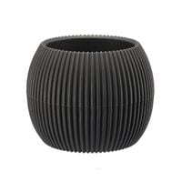 Doniczka plastikowa z podstawką osłonka kula rozm.3 CORAL 14,5 cm tworzywo mat szary prążkowany wzór