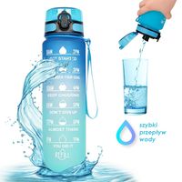 butelka na wodę, bidon z miarką 1l ombre granat z turkusem bd17