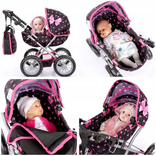 KINDERPLAY WÓZEK DLA LALEK GŁĘBOKI GONDOLA SKŁADANY TORBA REGULOWANA RĄCZKA na Arena.pl