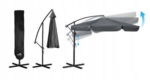 Parasol Ogrodowy Duży Składany z wysięgnikiem pokrowiec 6 segmentów Ø 350cm na Arena.pl