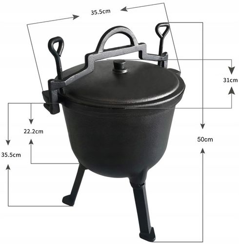 KOCIOŁEK ŻELIWNY EMALIOWANY GARNEK myśliwski węgierski 10L OGNISKO GRILL na Arena.pl