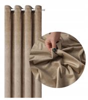 Zasłony WELUROWE Gotowe 140x250 Eleganckie Grube na Przelotkach Ciemny Beż