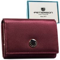 skórzany portfel damski zamykany na zatrzask, odszyty ze skóry naturalnej