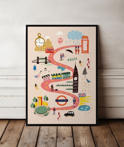 Plakat mapa mapy Londyn ilustracja 50x70 cm na Arena.pl
