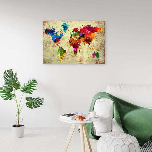 Obraz na płótnie – Canvas, Kolorowa mapa świata 60x40 na Arena.pl